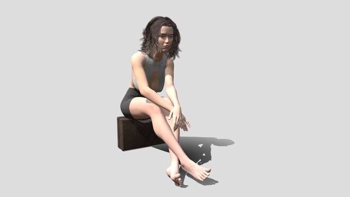 The girl with the suitcase 3D Model