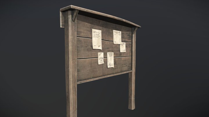 Notice board low-poly 3D Model