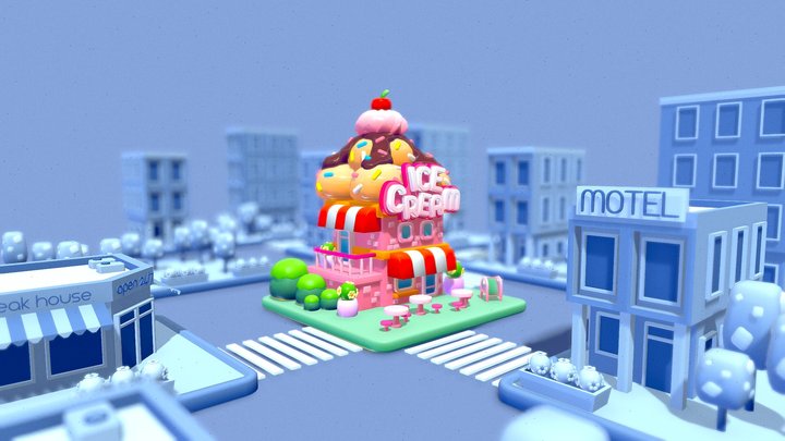 (FREE) Ice Cream Shop 3D Model